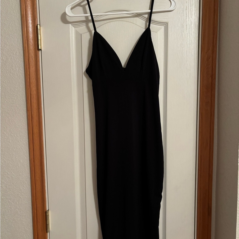 Mind Code Black Spaghetti Strap fitted Dress